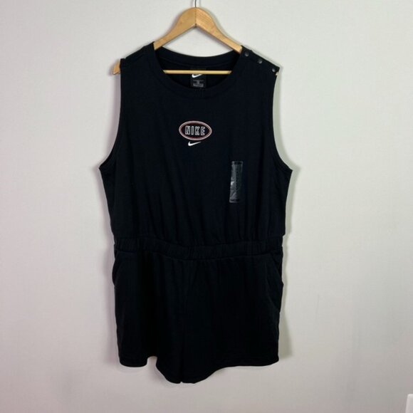 Nike Women’s Black Embroidered Logo Romper New Plus Size 2X - Picture 1 of 7